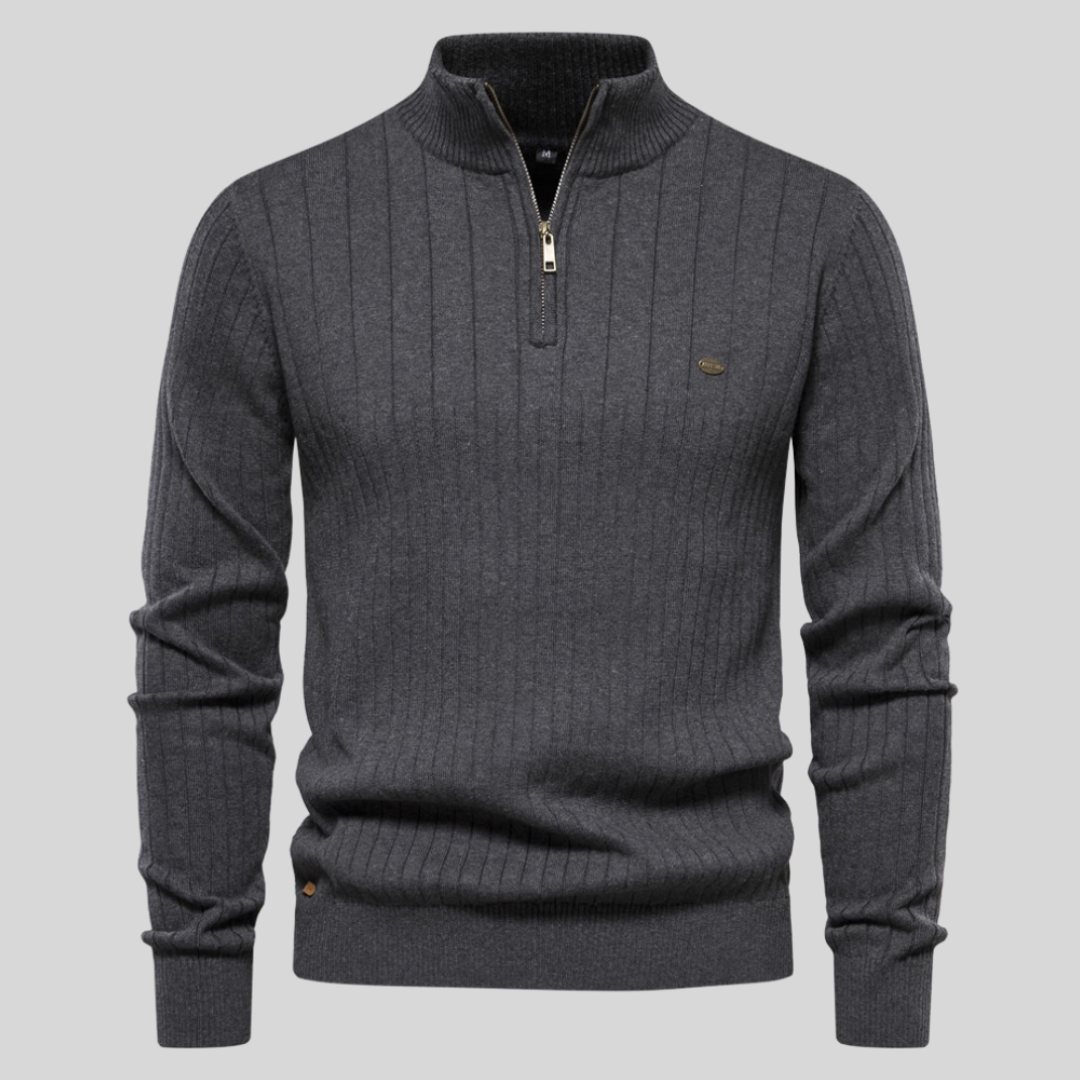 Herren Halber Reißverschluss Strick Pullover | Langarm